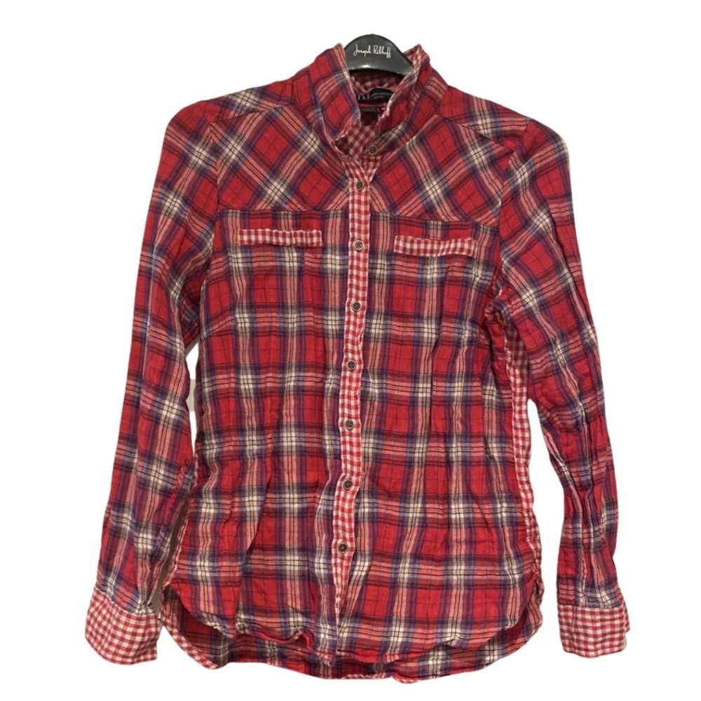 FDJ Women's Red Plaid Cowboy Top Size 10